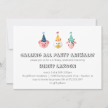 Farm Animal Kids Birthday at the Barn Invite