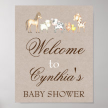 Farm Animal Party Welcome Sign Poster