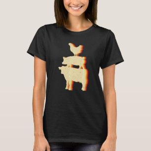 Farm Animal Pyramid Chicken Pig And Cow T-Shirt