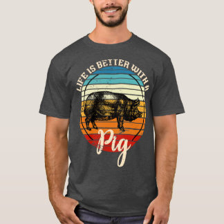 Farm Animal Retro Pig T-Shirt