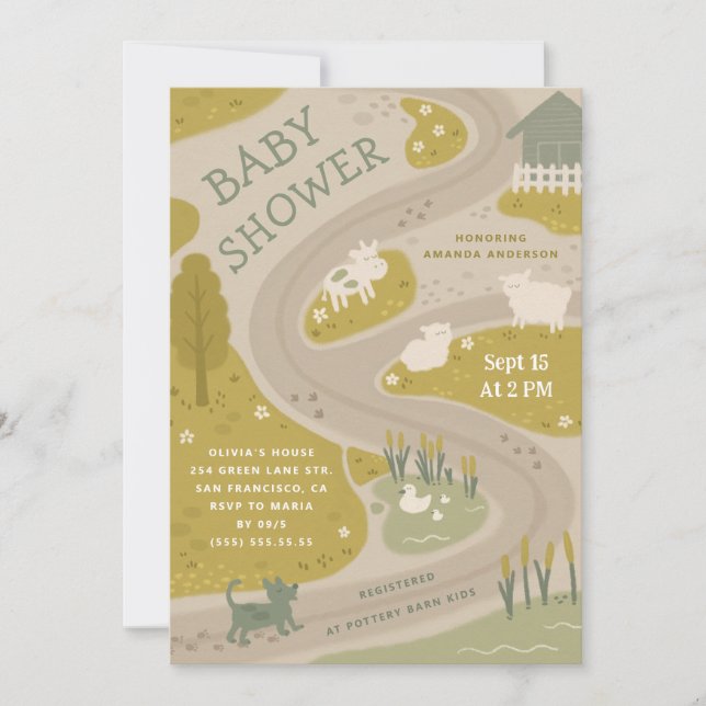 Farm Animal Rustic Country Countryside Baby Shower Invitation (Front)
