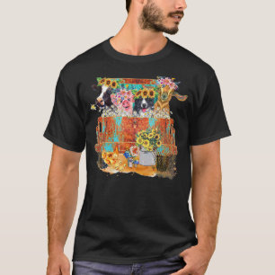 Farm Animal Rusty Truck With Flower Cow Goat Pig D T-Shirt