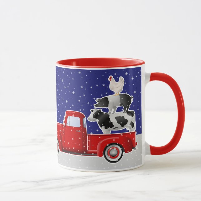 Farm Animal Stack in Little Red Truck Mug (Right)