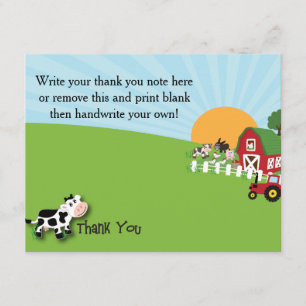 Farm Animal Thank You Card