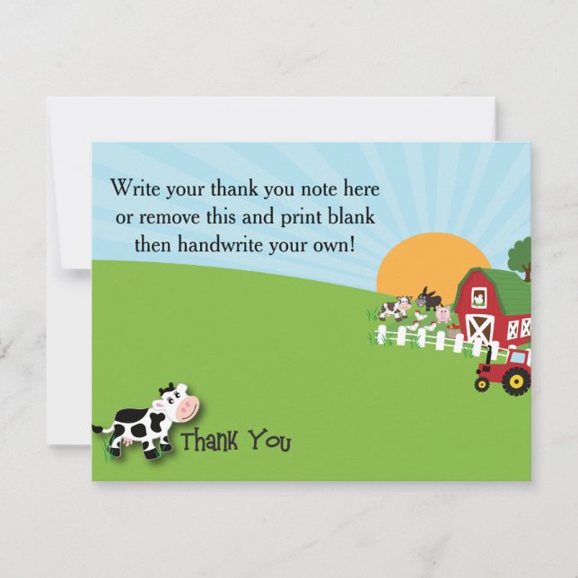 Farm Animal Thank You Card (Front)