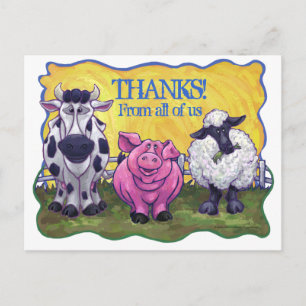 Farm Animal Thank you Postcard