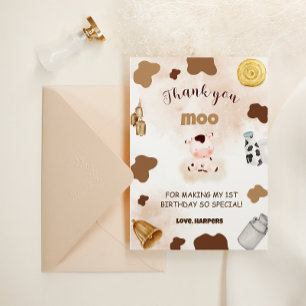 Farm Animal Themed Birthday Thank You Card