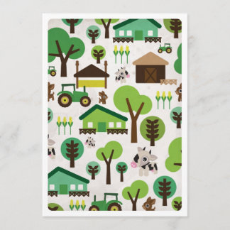 Farm animal tractor kids birthday invitation