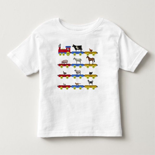 Farm Animal Train Toddler T-Shirt (Front)