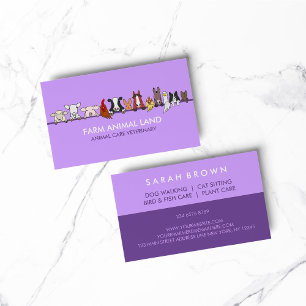 Farm Animal Veterinary purple Business Card