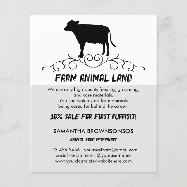 Farm Animal Veterinary Services cow Flyer (Front)