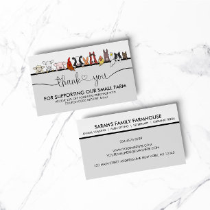 Farm Animal Veterinary Thank You Business Card