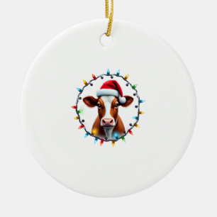 Farm Animal Xmas Pajamas Costume Farmer Christmas  Ceramic Ornament