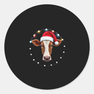 Farm Animal Xmas Pajamas Costume Farmer Christmas  Classic Round Sticker