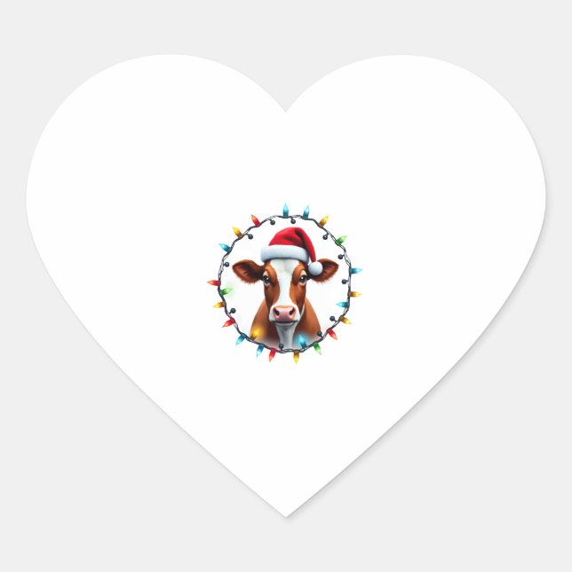 Farm Animal Xmas Pajamas Costume Farmer Christmas  Heart Sticker (Front)