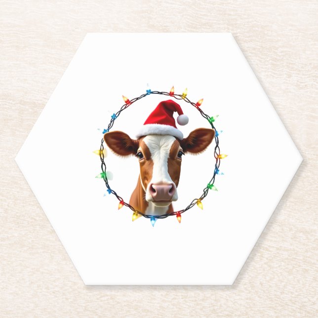 Farm Animal Xmas Pajamas Costume Farmer Christmas  Paper Coaster (Front)