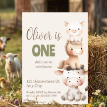 Farm Animals 1st Birthday Barnyard Baby Boy