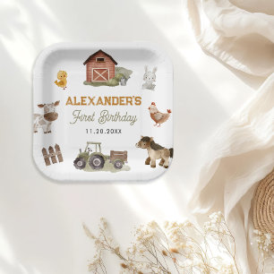 Farm Animals 1st Birthday Party Paper Plate