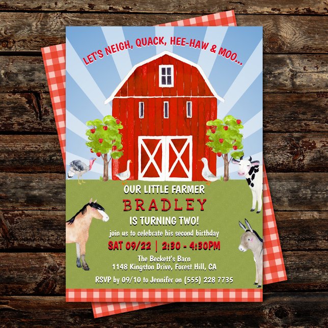 Farm Animals 2nd Birthday Invitation (Creator Uploaded)
