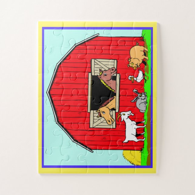 Farm Animals and Barn, Children's 30 Piece Puzzle (Vertical)