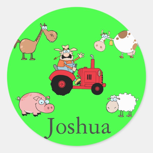 Farm animals and Tractor Classic Round Sticker (Front)