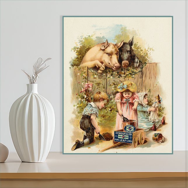 Farm Animals and Vintage Children Advertisement Poster (Creator Uploaded)