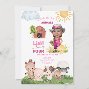 Farm Animals Any Age Birthday Photo Invitation