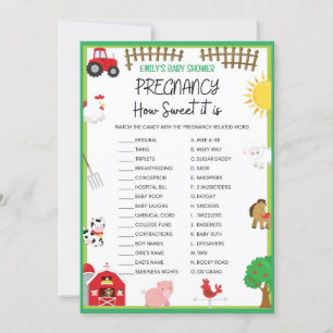 Farm Animals Baby Shower Game Size Invitation