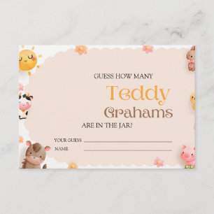 Farm Animals Baby Shower Guess How Many Grahams Enclosure Card