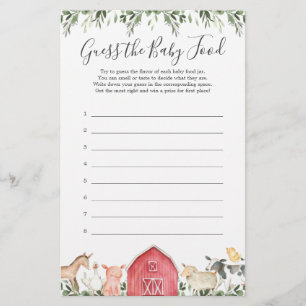 Farm Animals Baby Shower Guess The Baby Food