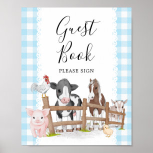 Farm animals baby shower guest book sign
