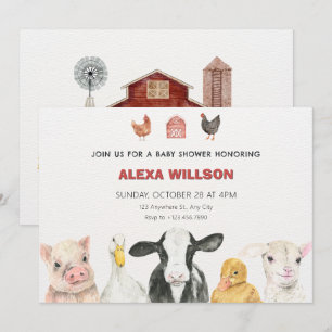 Farm Animals baby shower Invitation