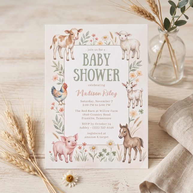 Farm Animals Baby Shower Invitation (Creator Uploaded)