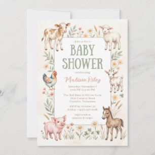 Farm Animals Baby Shower Invitation