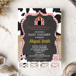 Farm animals baby shower invitation boy