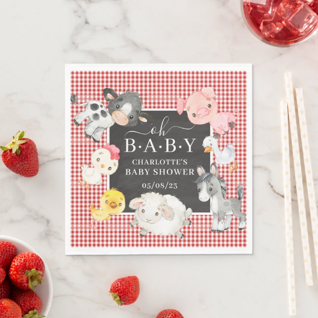 Farm Animals Baby Shower Napkin (Insitu)