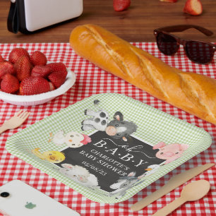 Farm Animals Baby Shower Paper Plate