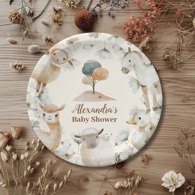 Farm Animals Baby Shower Paper Plate (Creator Uploaded)