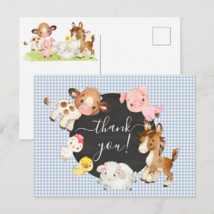 Farm Animals Baby Shower Thank You  Postcard
