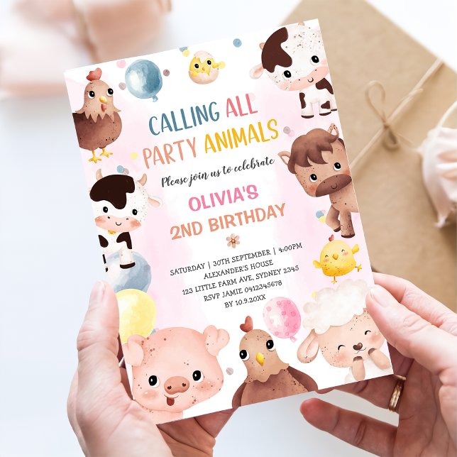 Farm Animals Balloons Barnyard Birthday Party  Invitation (Creator Uploaded)