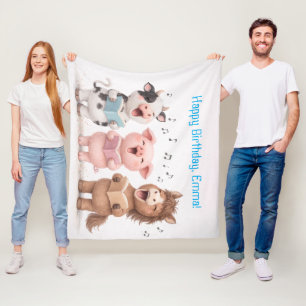Farm Animals Band Birthday Fleece Blanket