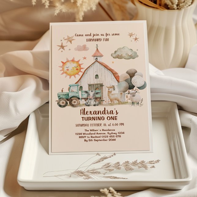 Farm Animals Barnyard 1st Birthday Invitation (Creator Uploaded)