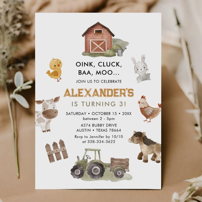 Farm Animals Barnyard 3rd Birthday Invitation (Creator Uploaded)