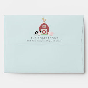 Farm Animals Barnyard Baby Blue  Envelope