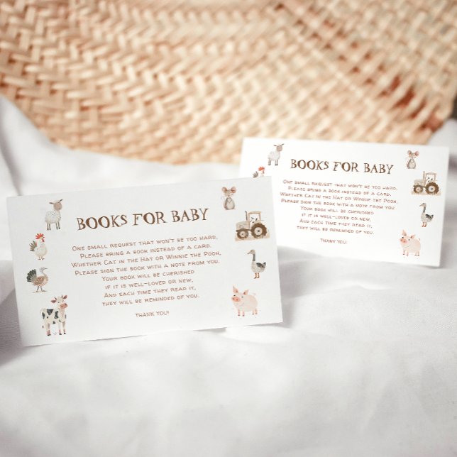 Farm Animals Barnyard Baby Shower Book Request Enclosure Card (Creator Uploaded)