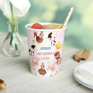 Farm Animals Barnyard Balloon Birthday Party Paper Cups