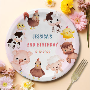 Farm Animals Barnyard Balloon Birthday Party Paper Plate