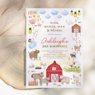 Farm Animals Barnyard Bash Birthday Party Invitation