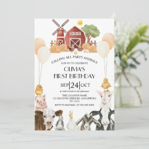 Farm Animals Barnyard Bash Ranch Birthday Party Invitation
