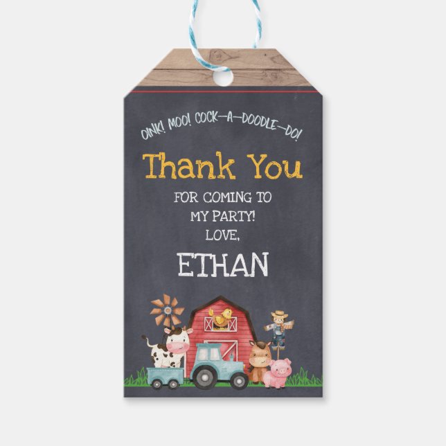Farm Animals Barnyard Birthday Favor Tag (Front)